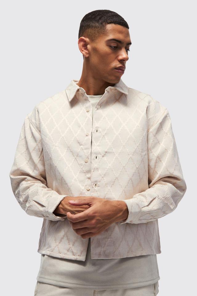 Boxy Jacquard Overshirt | boohooMAN USA Product Image