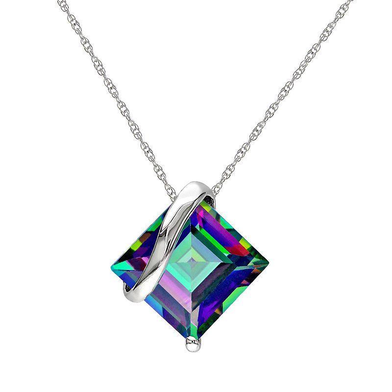 Stella Grace Exotic Green Topaz 10k White Gold Pendant Necklace, Womens Product Image