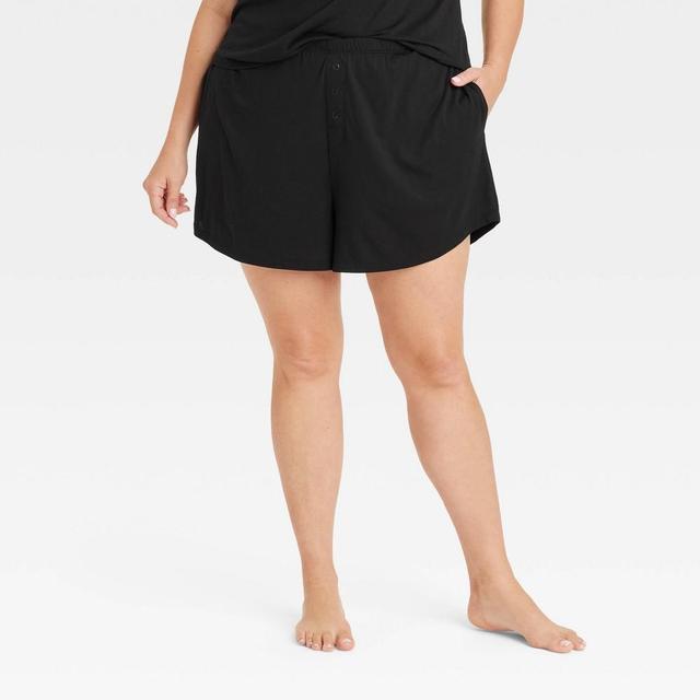 Womens Sleep Pajama Shorts - Auden Black 1X Product Image