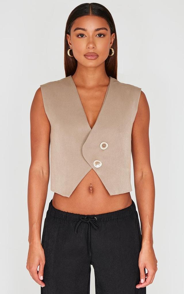  Taupe Asymmetric Boxy Vest Product Image