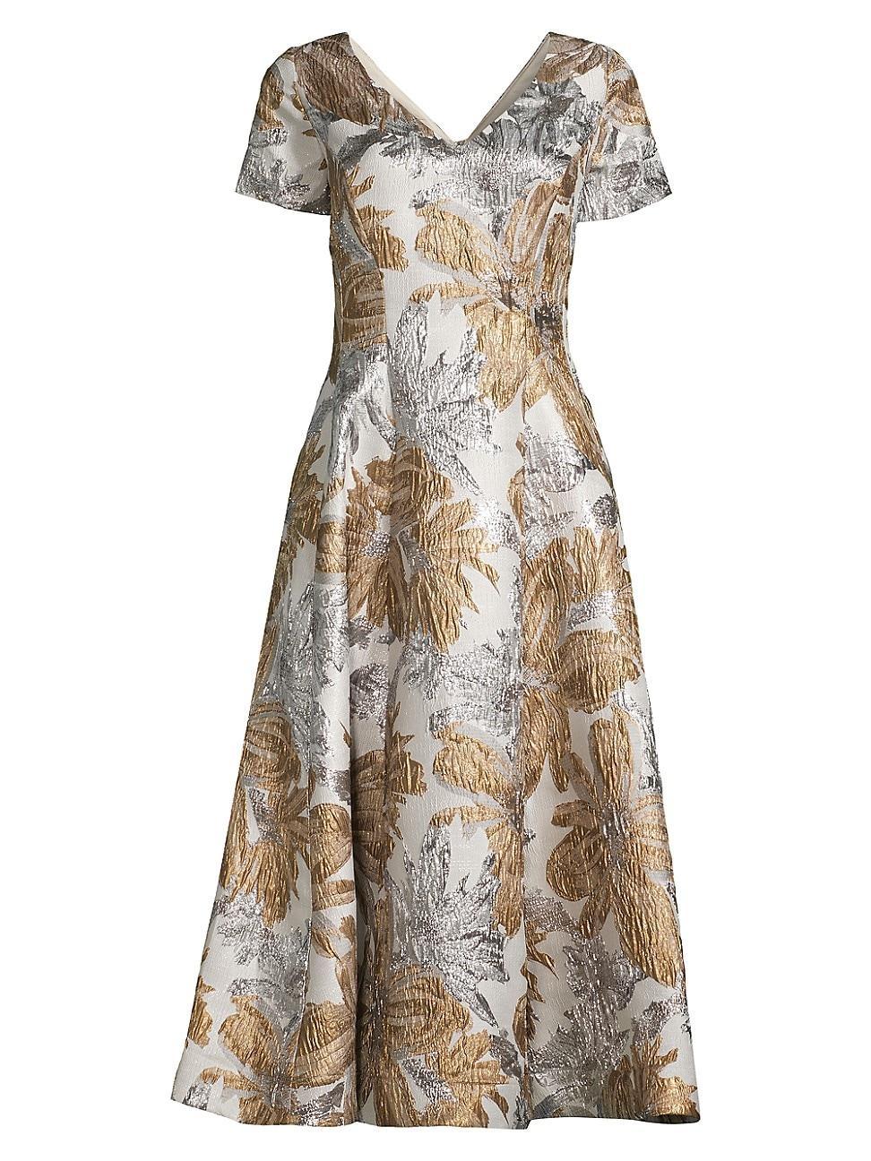 Womens Jacquard Fit-&-Flare Cocktail Dress Product Image