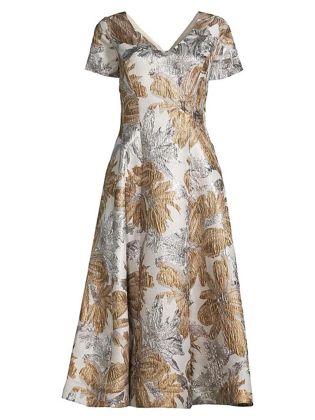 Womens Jacquard Fit-&-Flare Cocktail Dress Product Image