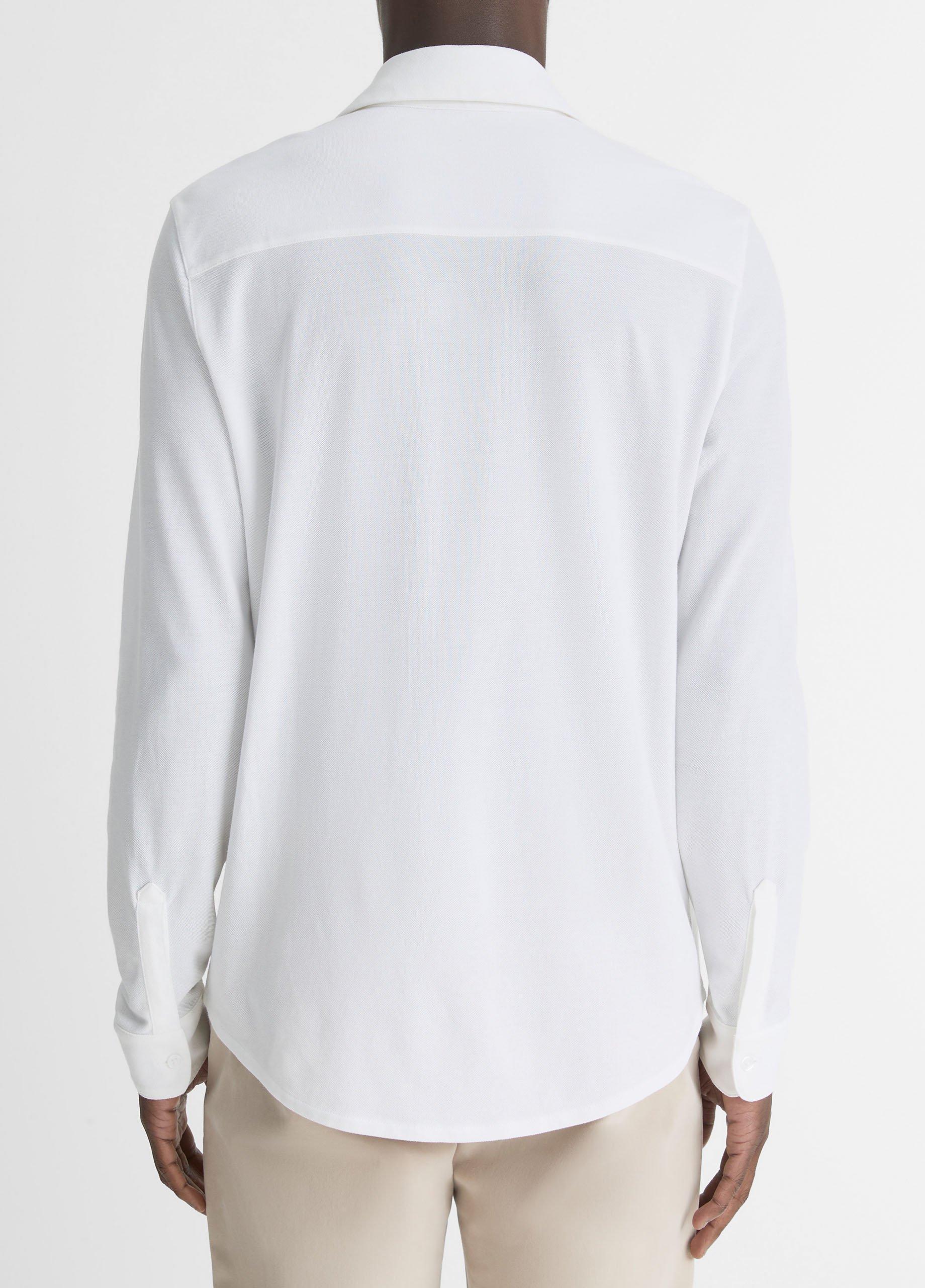 Mens Cotton Piqu Button-Front Shirt, Optic White, Size XS Vince Product Image