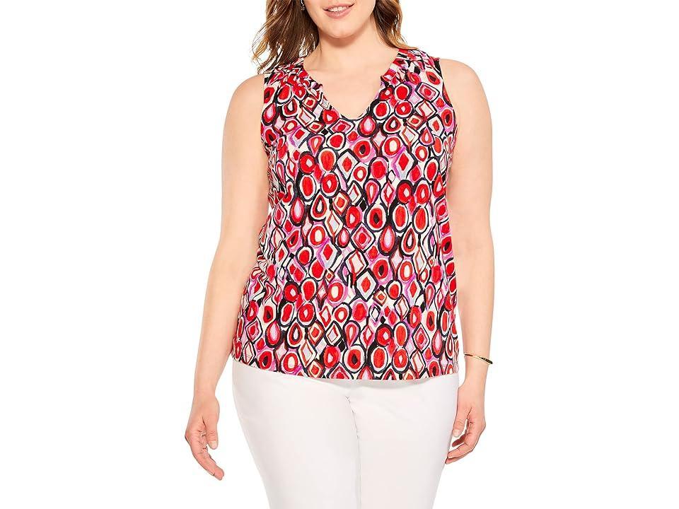 NIC+ZOE Geo Print Split Neck Blouse Product Image