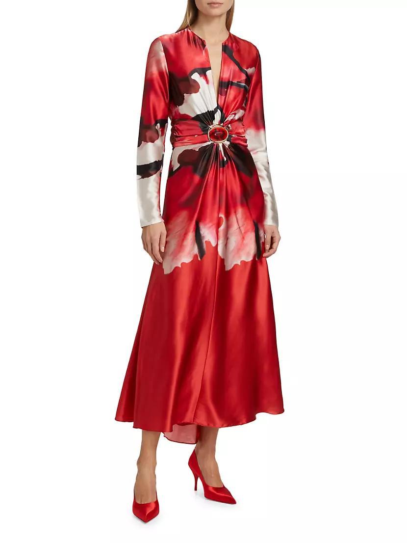 Kiera Silk Long-Sleeve Maxi Dress Product Image