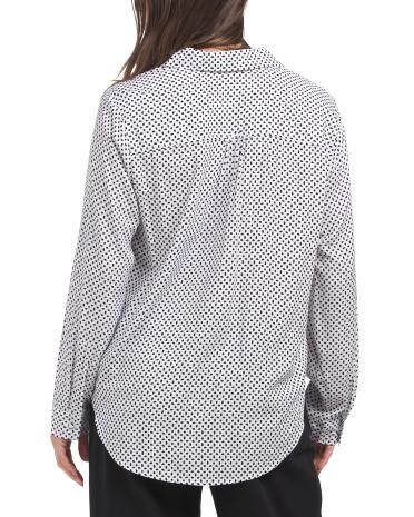 Long Sleeve Button And Loop Closure Geometric Top for Women | Rayon Product Image