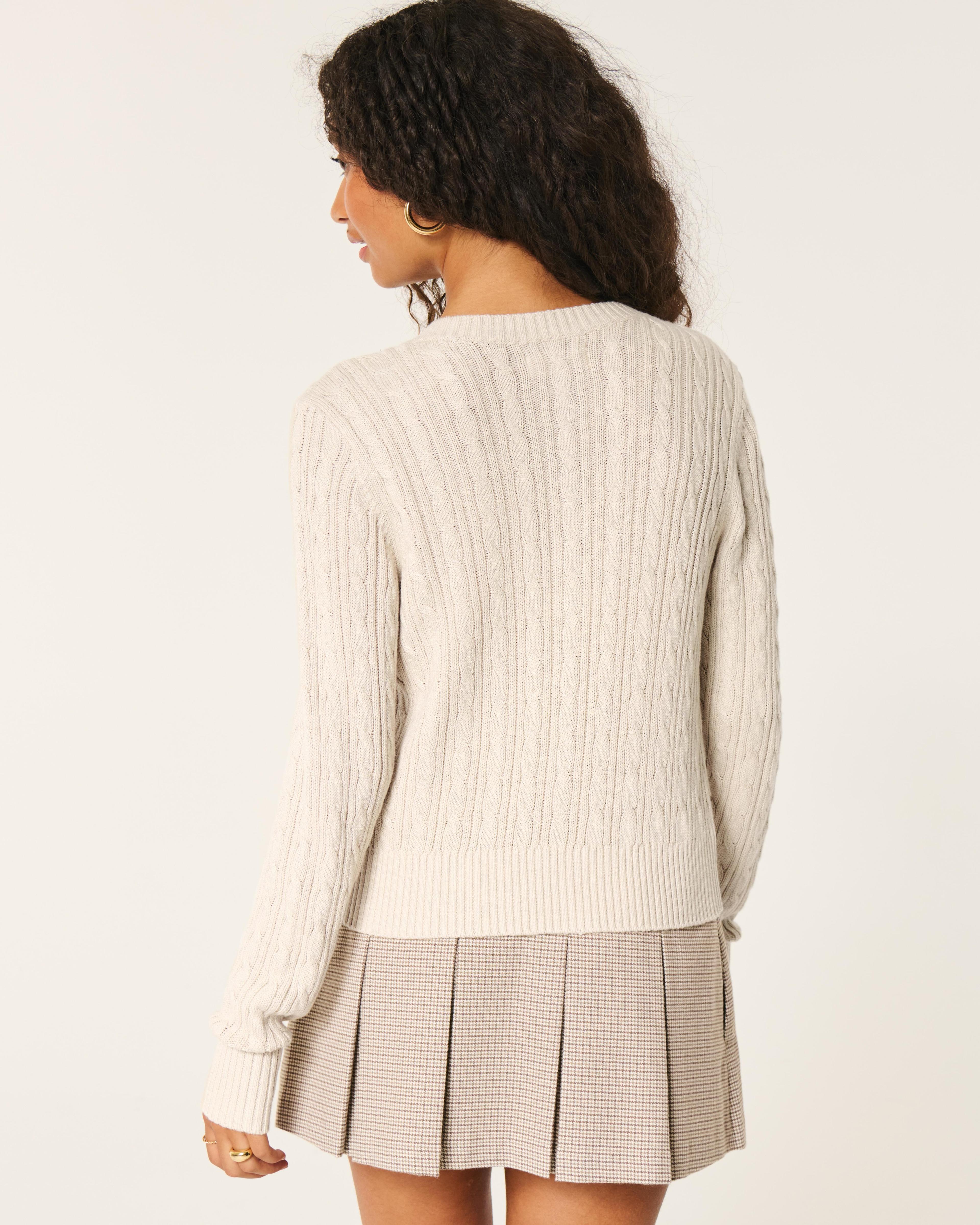 Easy Cable-Knit Crew Cardigan Product Image