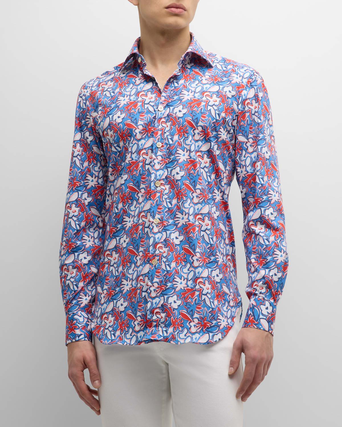 Mens Floral Sport Shirt Product Image