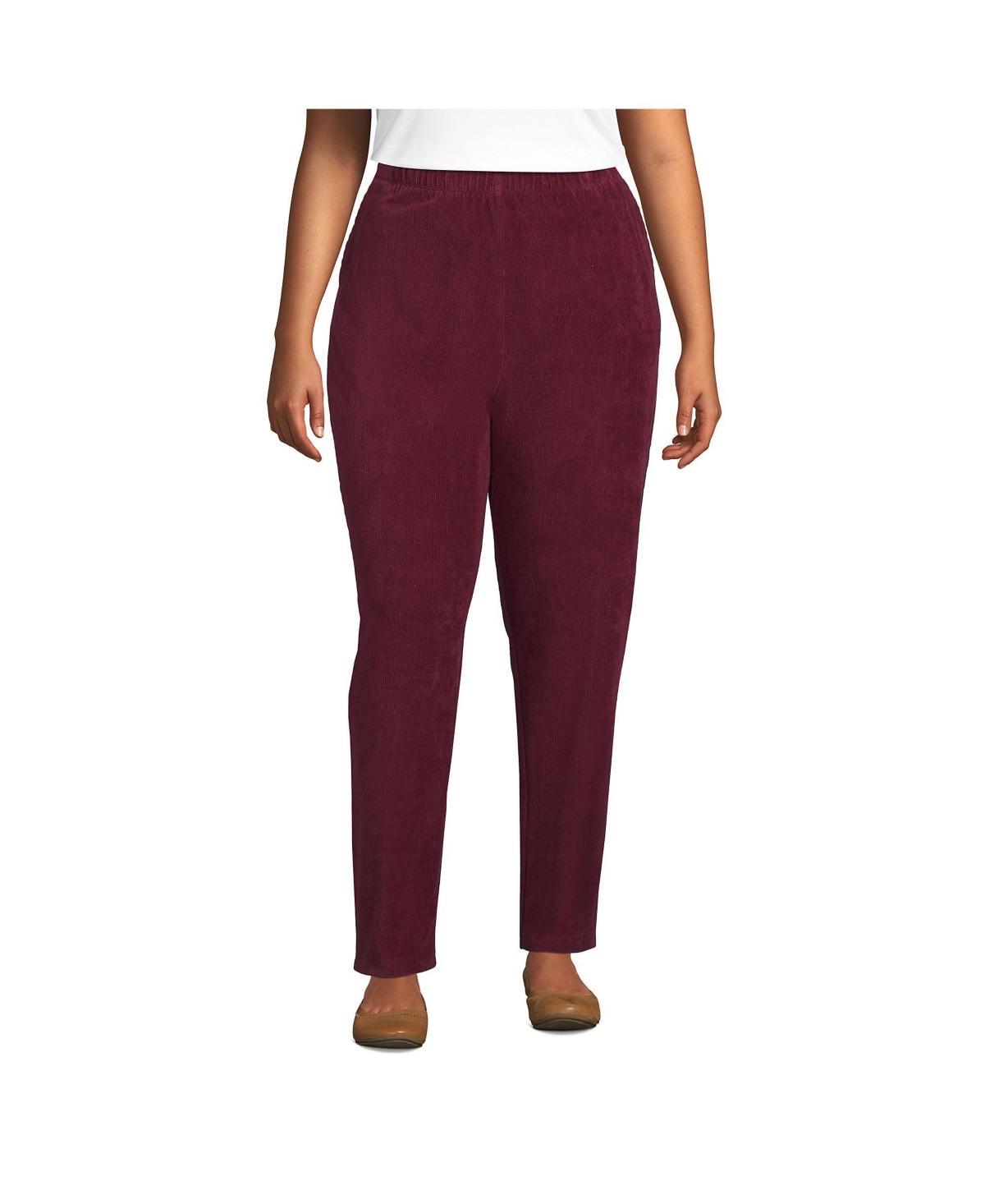 Lands End Womens Plus Size Sport Knit High Rise Corduroy Elastic Waist Pants Product Image