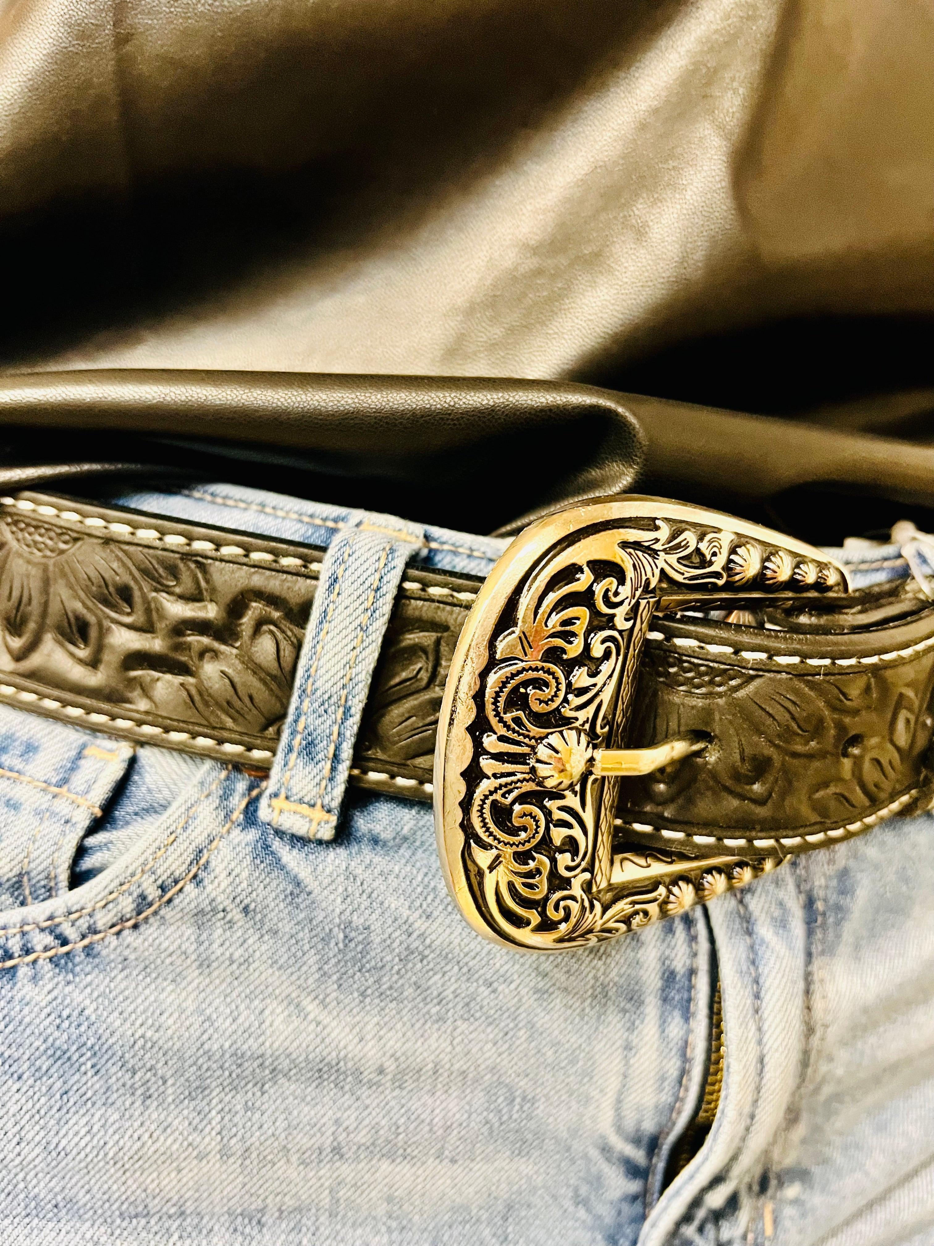 Sunflower Of The Night Tooled Leather Belt Product Image