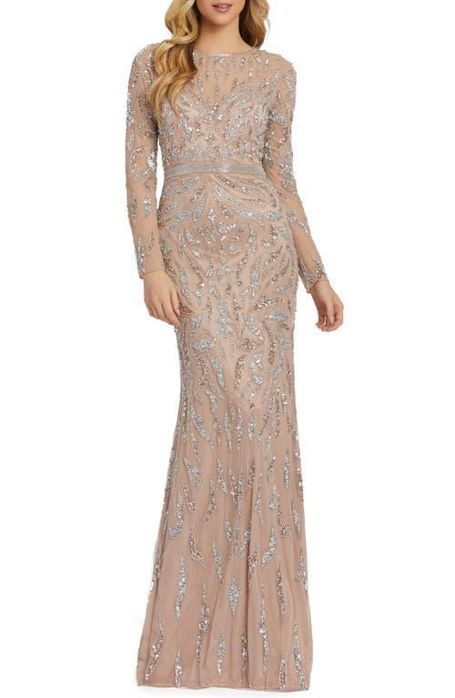 Mac Duggal Beaded Long Sleeve Gown Product Image