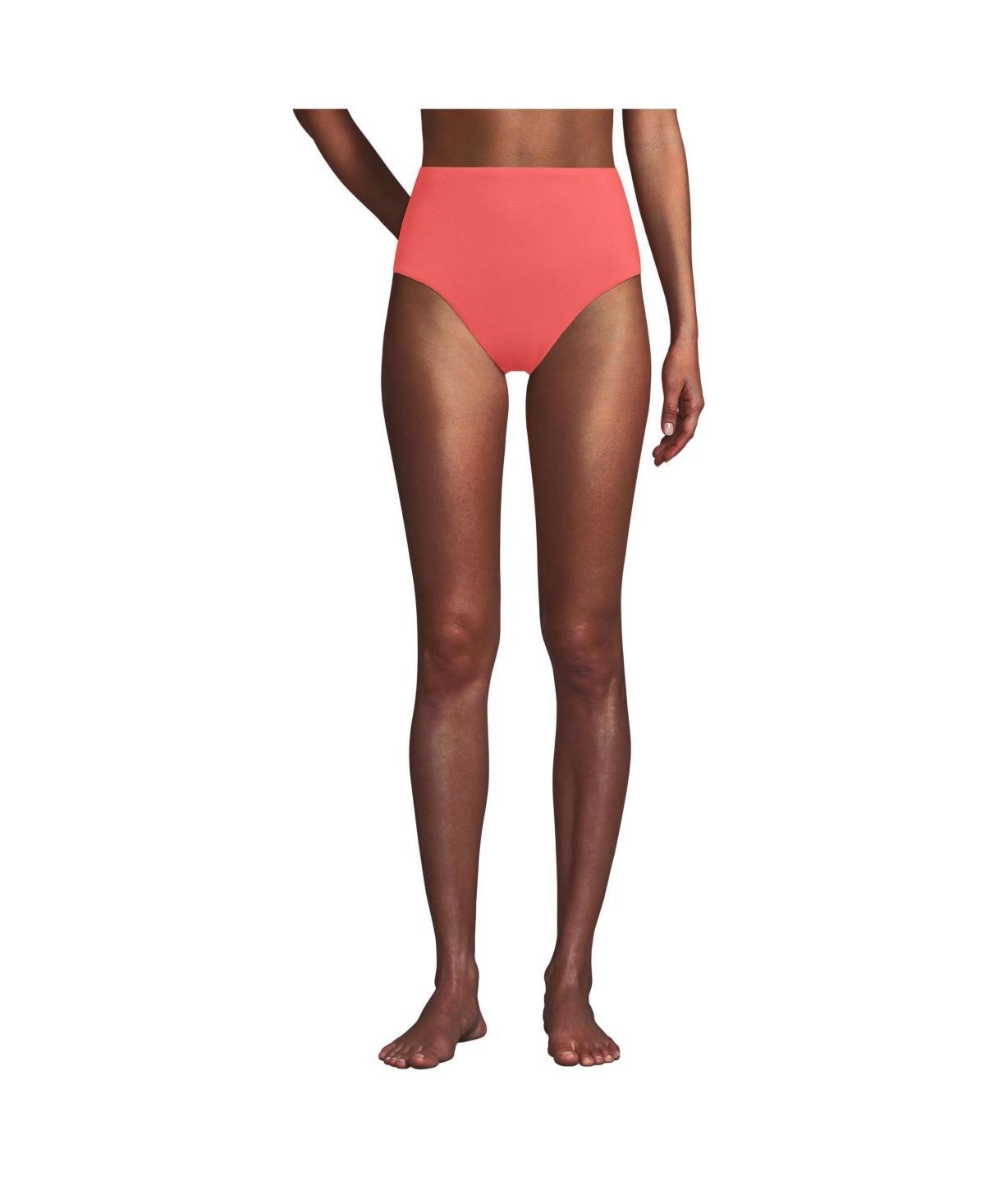 Lands End Womens Chlorine Resistant Smoothing Control High Waisted Bikini Bottoms Product Image