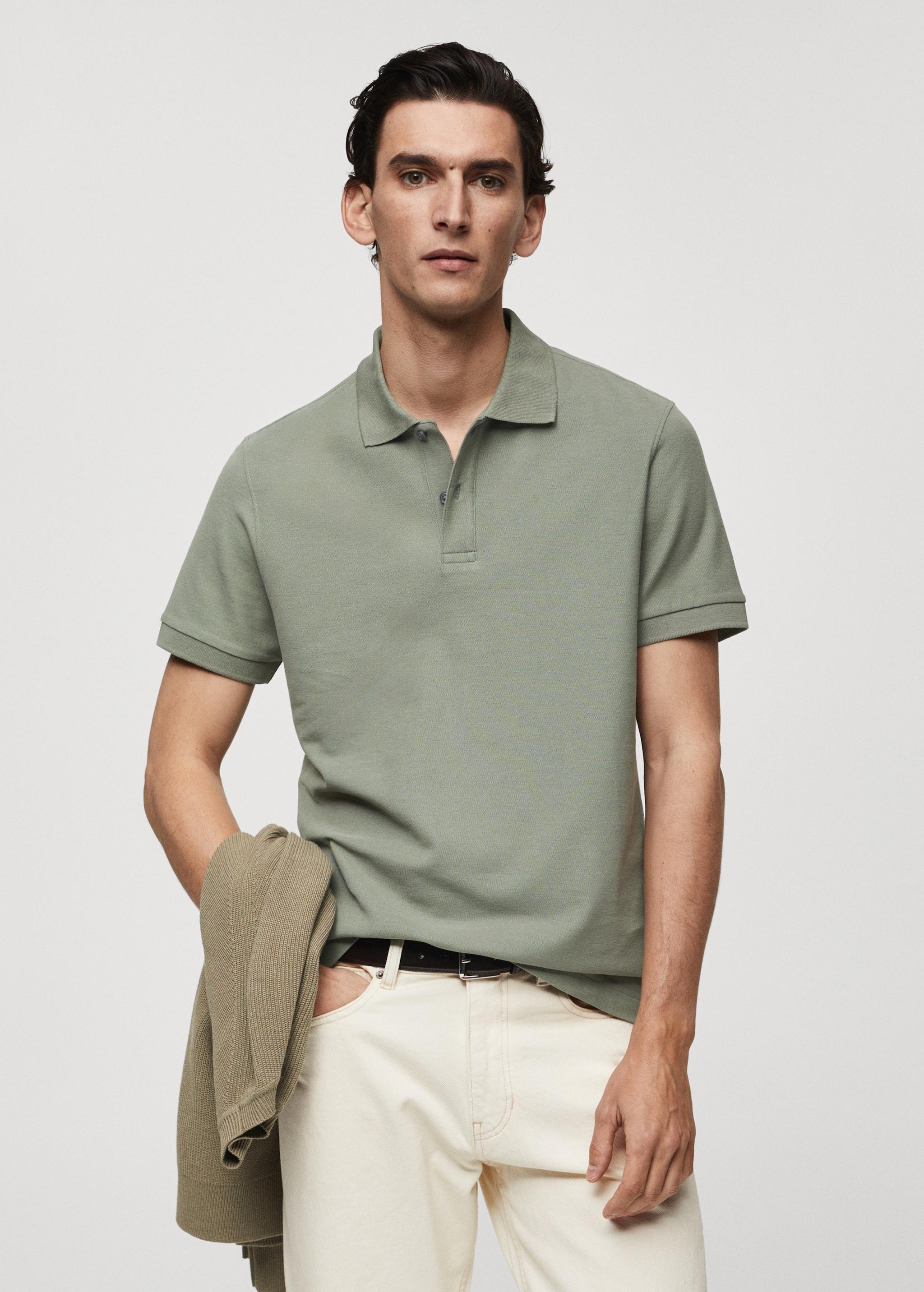 100% cotton pique polo shirt - Men | MANGO USA Product Image