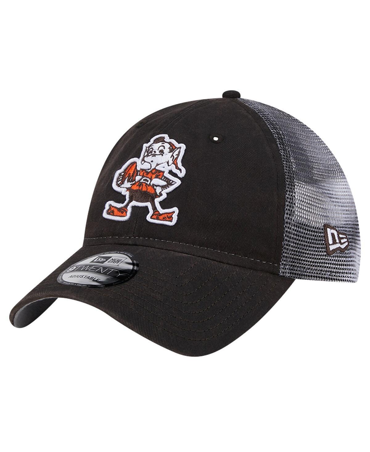 New Era Mens Brown Cleveland Browns Throwback Slick Trucker 9TWENTY Adjustable Hat - Brown Product Image