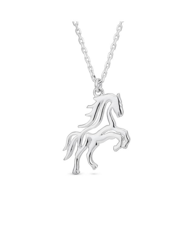 Traditional Western Jewelry Cowgirl Equestrian Galloping Thoroughbred Horse Pendant Necklace For Women Teen Oxidized .925 Sterling Silver Product Image