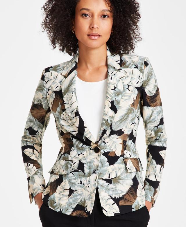 Women's Leaf-Print One-Button Blazer Product Image