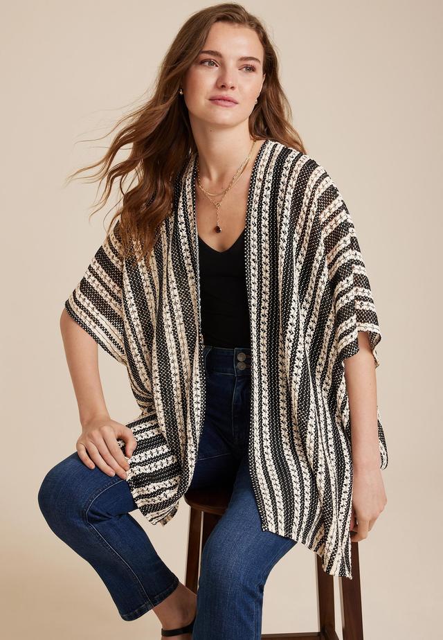 Striped Crochet Kimono Product Image