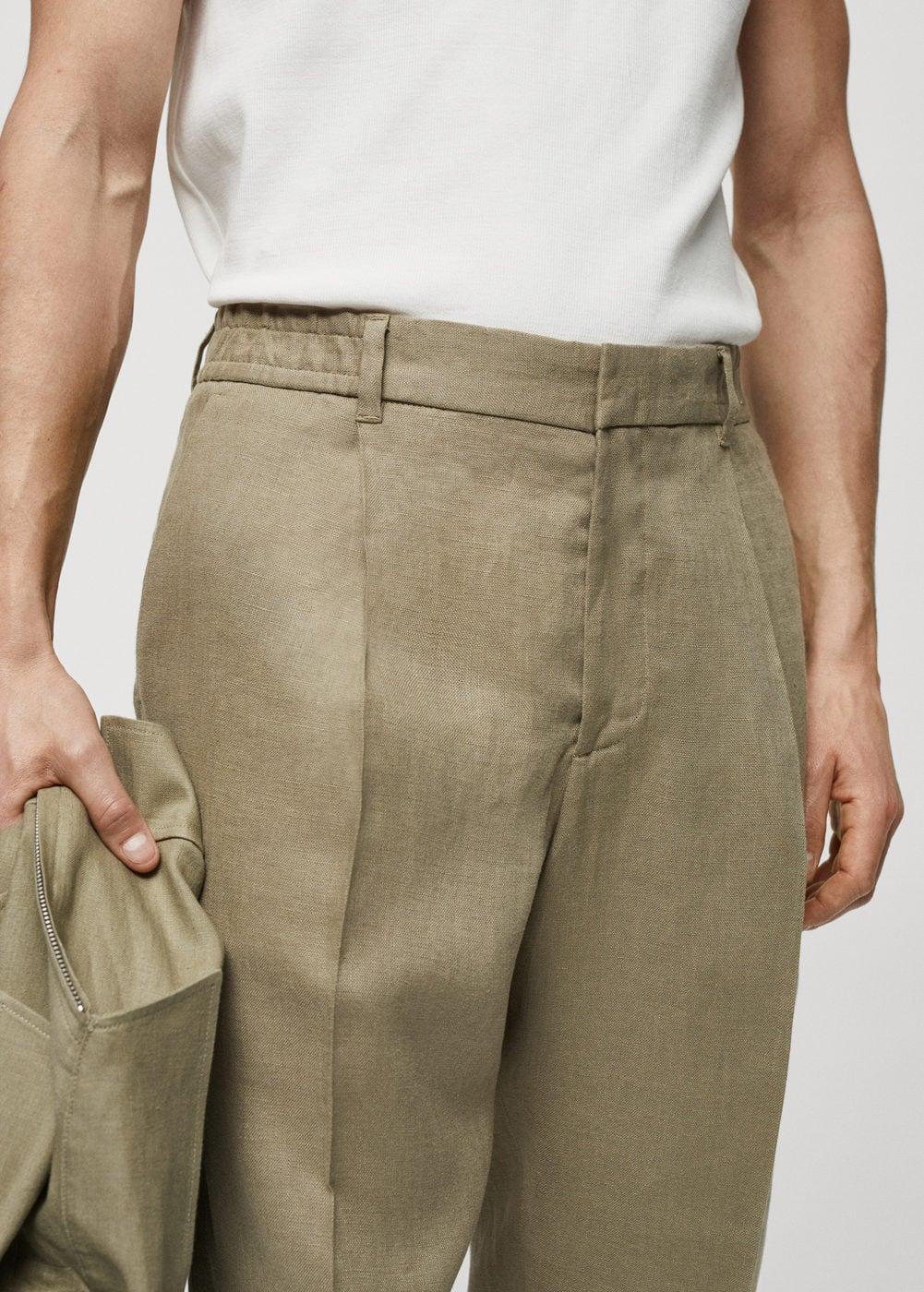 MANGO MAN - 100% linen regular-fit pants khakiMen Product Image