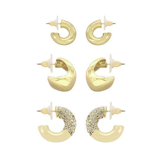 Pannee by Panacea Gold Tone Tube Hoop 3-piece Earring Set, Womens Product Image