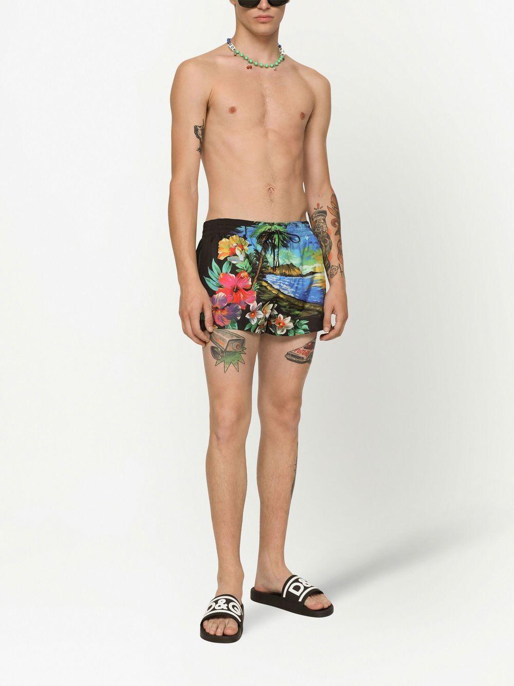 Multicolour Hawaiian Print Swim Shorts Product Image