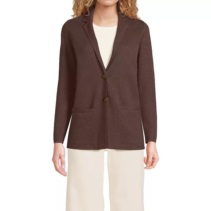 Petite Lands End Button-Front Sweater Blazer, Womens Light Gray Grey product image