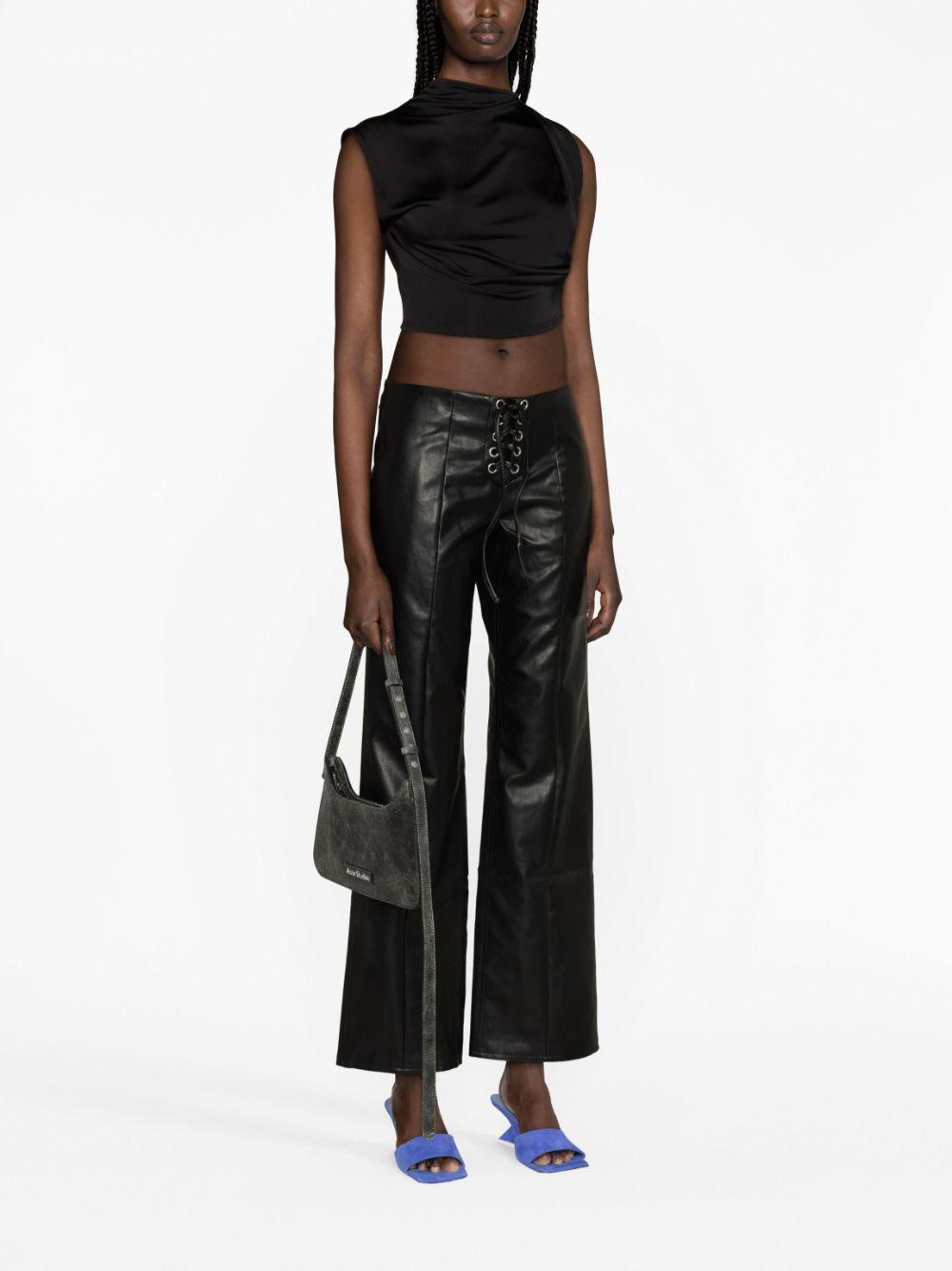 lace-up faux-leather trousers  Product Image