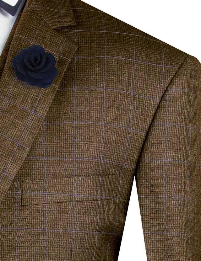 Venetian Collection - Taupe Regular Fit Glen Plaid 2 Button 3 Piece Suit Product Image