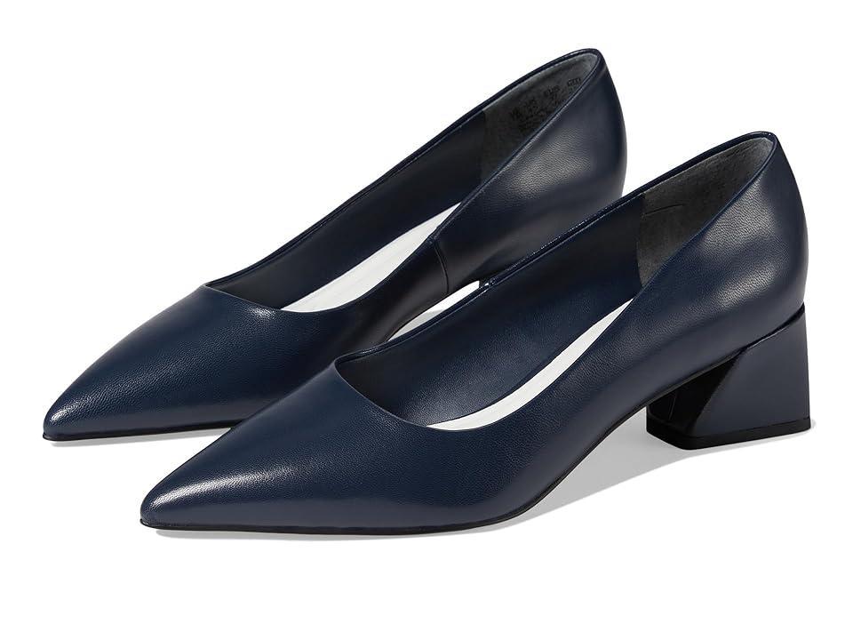 Franco Sarto Racer Pointed Toe Block Heel Pump (Navy Leather) High Heels Product Image