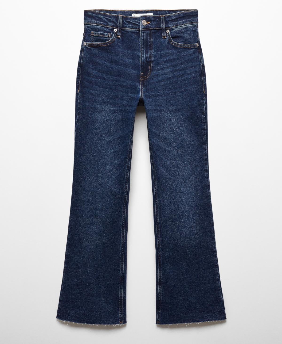 MANGO Raw Hem Crop Flare Jeans Product Image