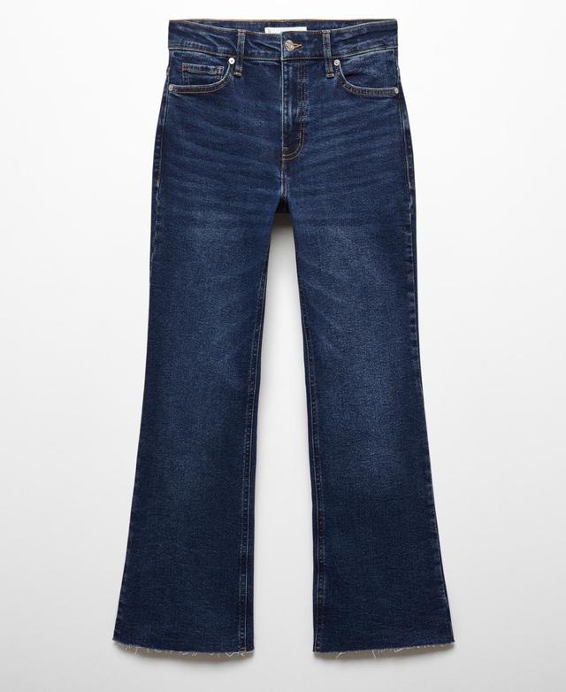 MANGO Raw Hem Crop Flare Jeans Product Image