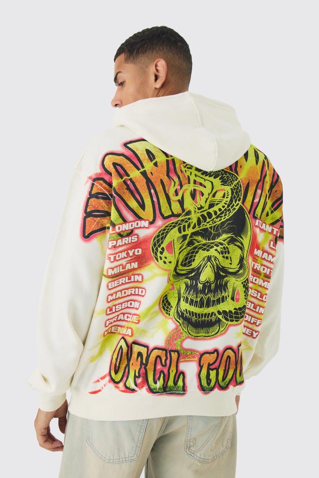 Oversized Over The Seams Ofcl Tour Back Graphic Hoodie | boohooMAN USA Product Image