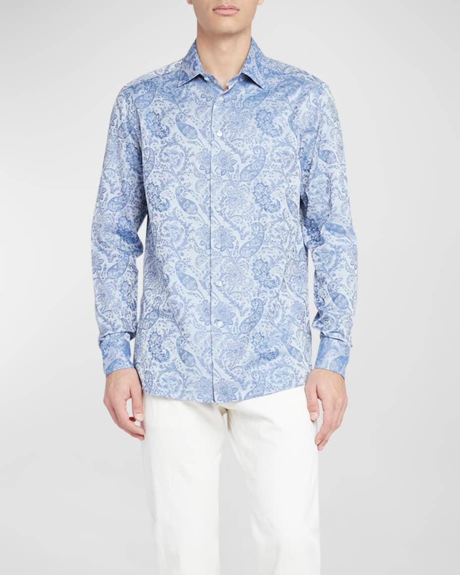 Men's Paisley Print Button-Down Shirt Product Image