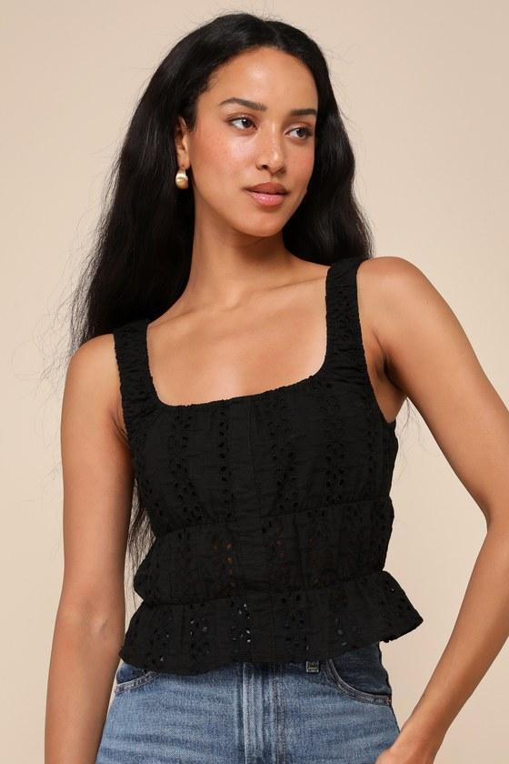 Darling Perspective Black Eyelet Embroidered Sleeveless Top Product Image