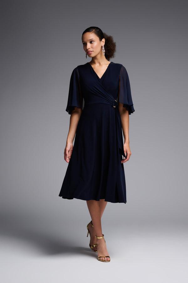 Peyton Navy Blue Chiffon Dress by Joseph Ribkoff Product Image