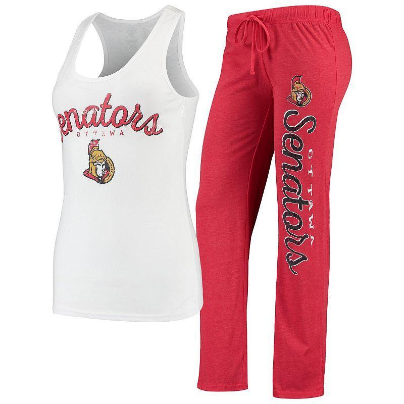 Womens Concepts Sport Red Ottawa Senators Topic Tank Top & Pants Sleep Set - Red, White Product Image