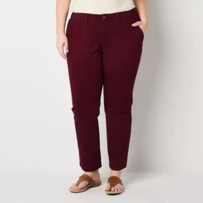 St. John's Bay-Plus Womens Mid Rise Straight Flat Front Pant Product Image