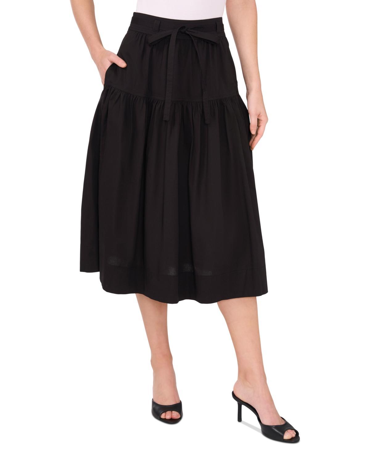 CeCe Womens Tie-Waist A-Line Midi Skirt product image