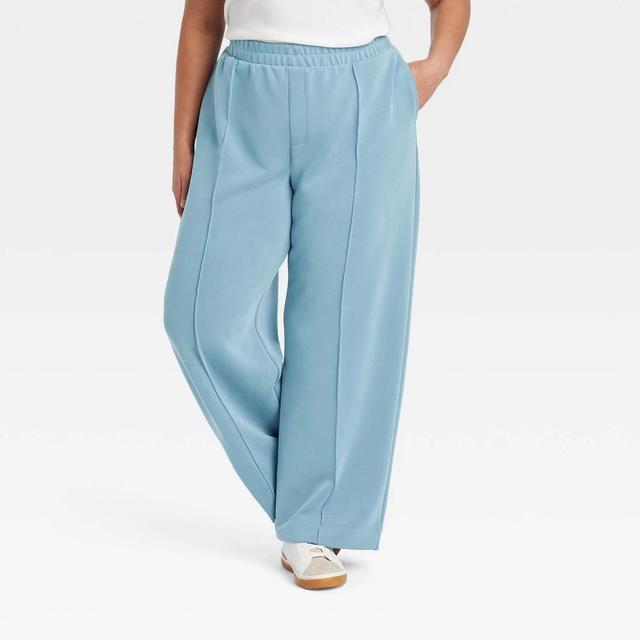 Womens High-Rise Straight Leg Pull-On Pants - A New Day Teal 4X Product Image