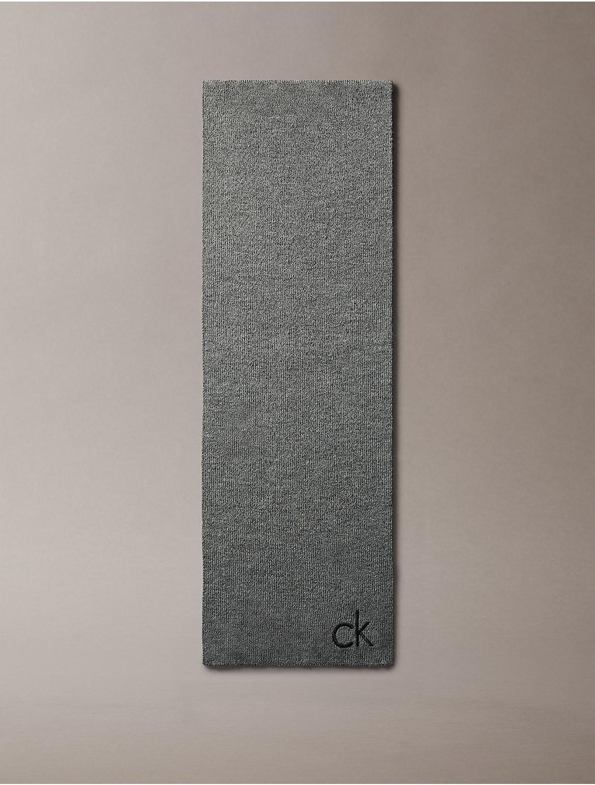 Calvin Klein Mens Embroidered Monogram Logo Scarf - Grey Product Image