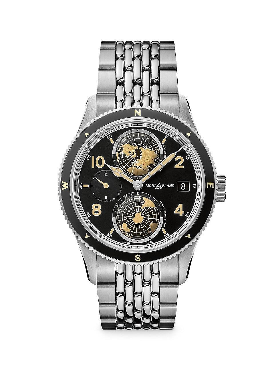 Mens Montblanc 1858 Geosphere Stainless Steel Bracelet Watch Product Image