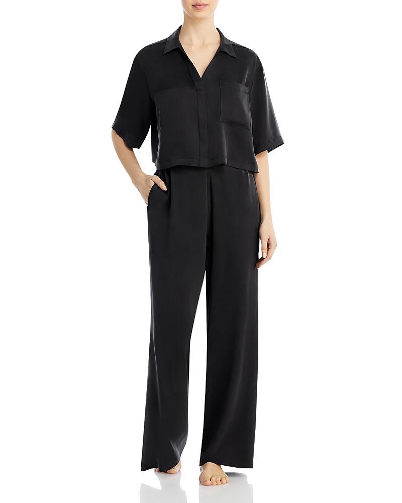 Womens Washable Silk High-Rise Pants 2-Piece Pajama Set Product Image