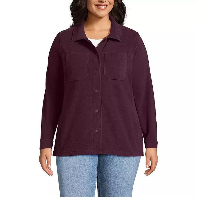 Plus Size Lands End T200 Fleece Shacket, Womens Black Plum Product Image