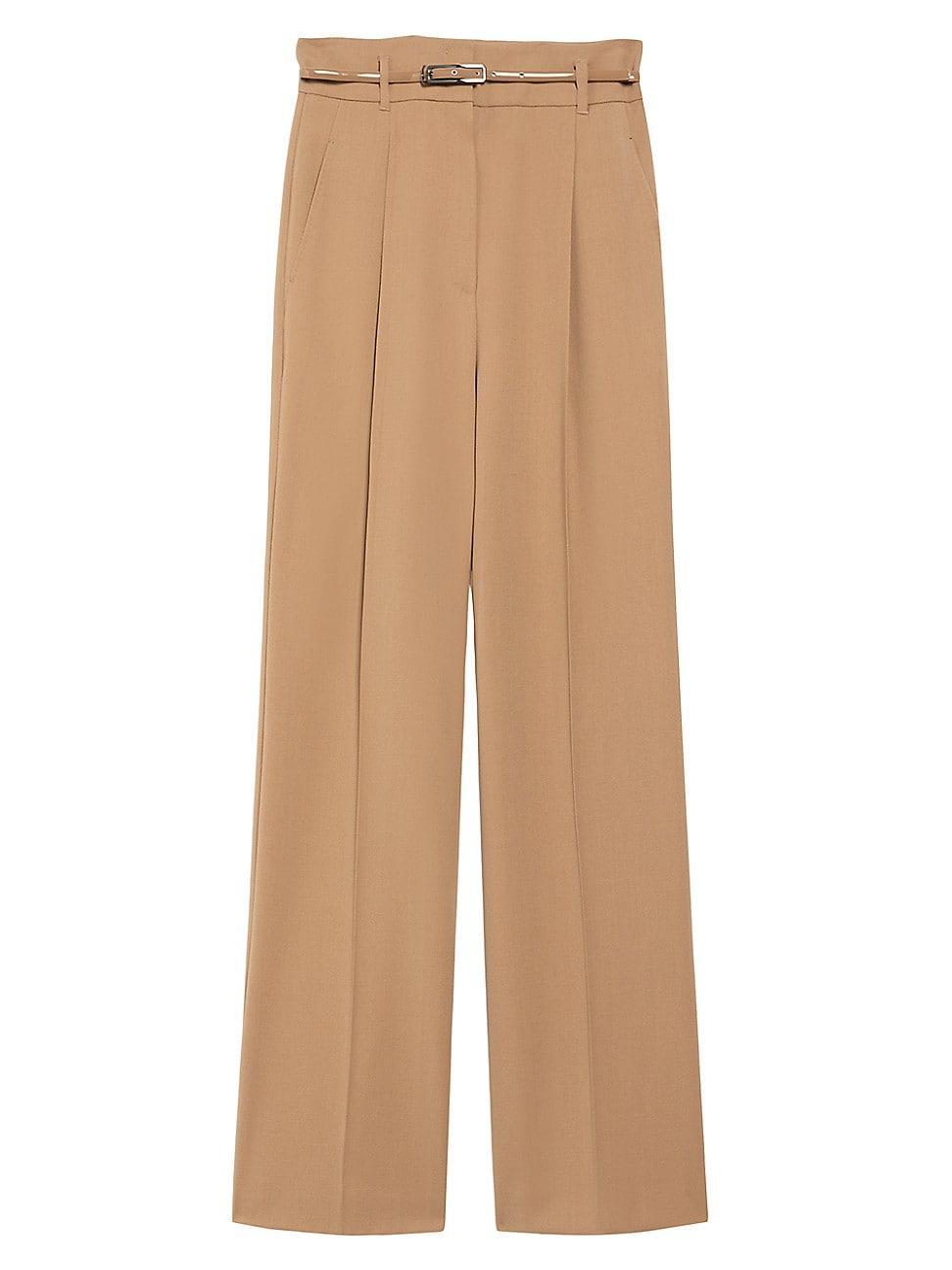 Womens Marusca Belted Wool High-Rise Straight-Leg Pants Product Image