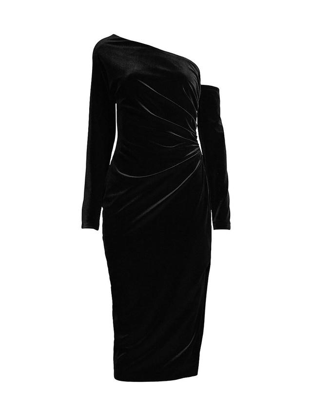 Womens Social Occasion Asymmetric Velvet Cocktail Dress Product Image