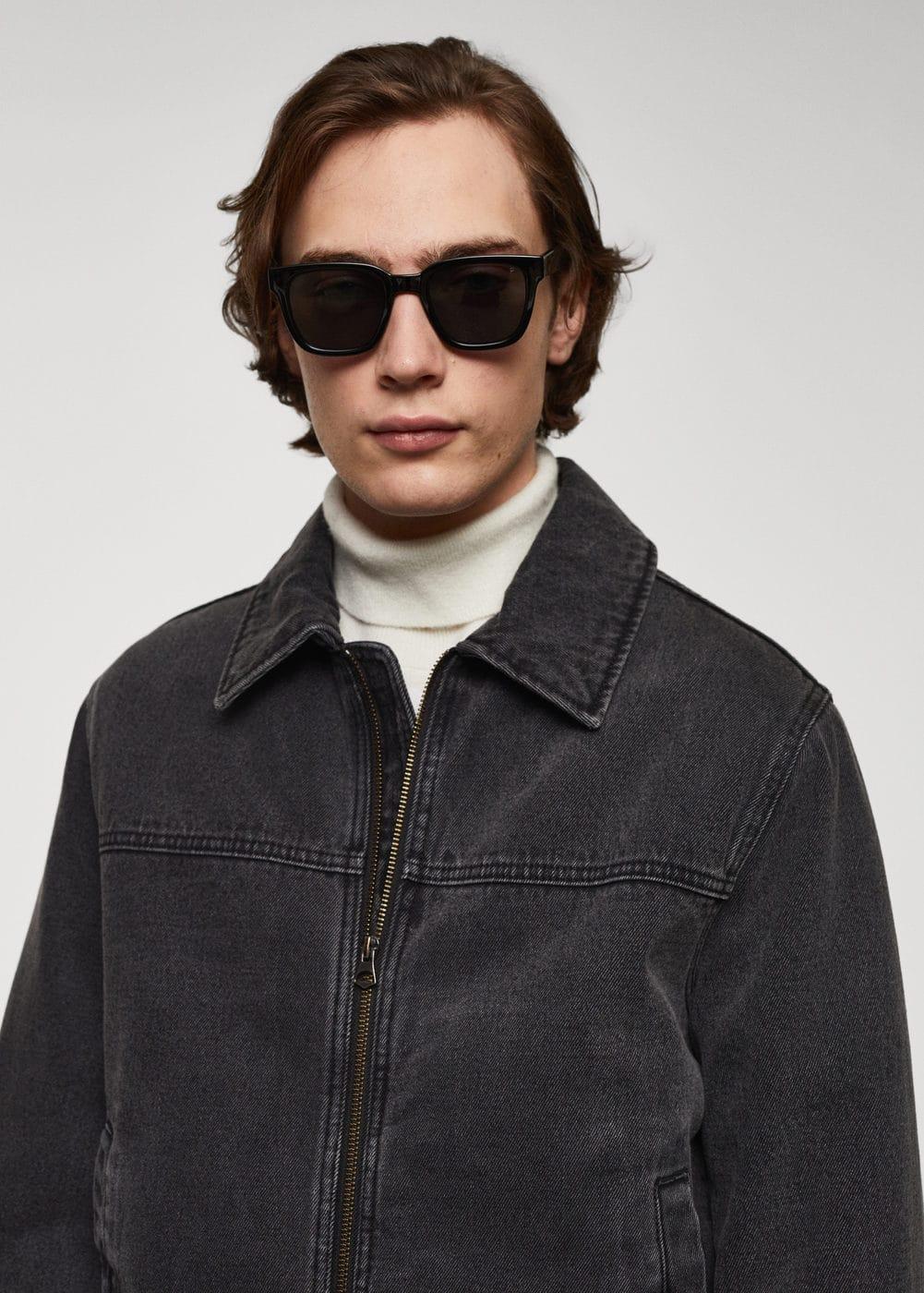 MANGO MAN - Faux shearling-lined denim jacket black denimMen Product Image