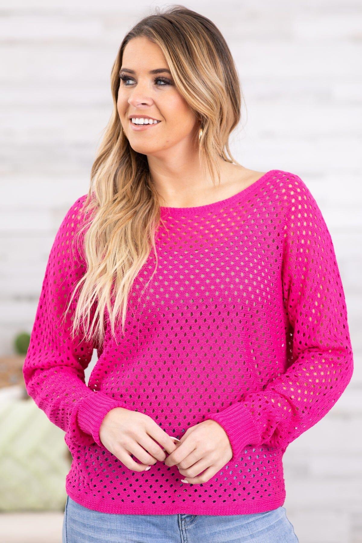 Hot Pink Open Knit Sweater product image