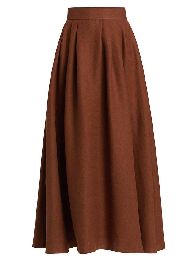 Womens Sabina Linen Midi-Skirt Product Image