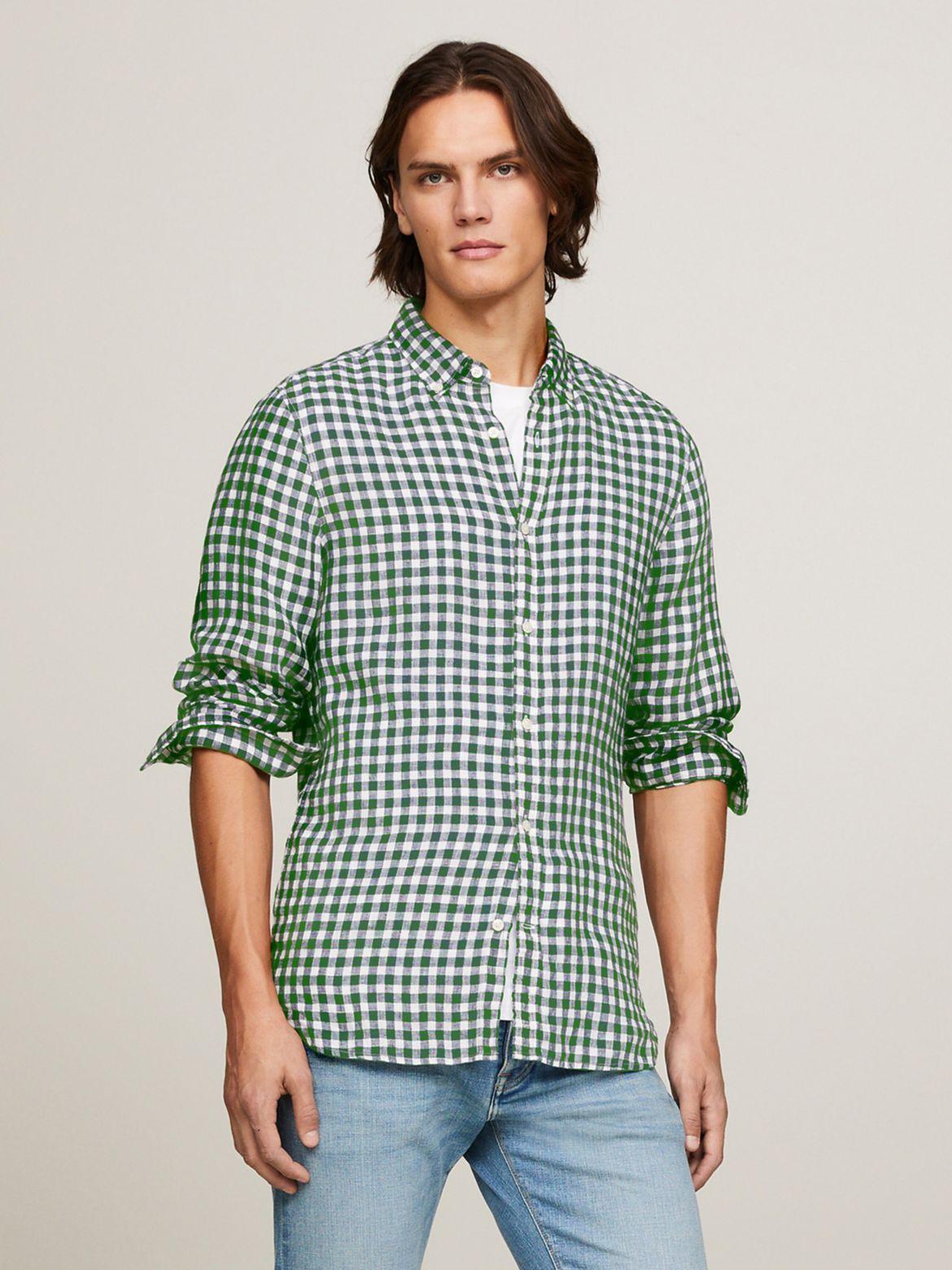 Tommy Hilfiger Men's Slim Fit Linen Gingham Shirt Product Image