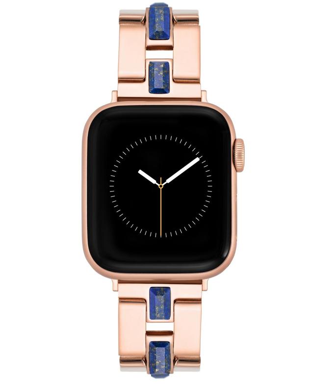 Anne Klein Womens Alloy with Blue Lapis Gemstone Accents Link Bracelet Compatible with 42mm/44mm/45mm/Ultra/Ultra 2 Apple Watch - Blue Product Image