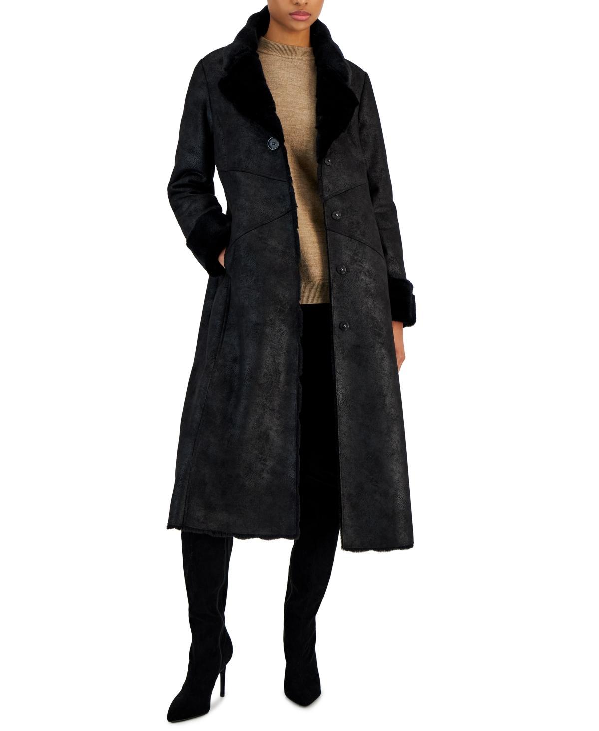 Via Spiga Longline Faux Shearling Coat Product Image